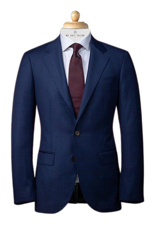 Blue Plaid Men’s Suit – VBC Glen Plaid Wool