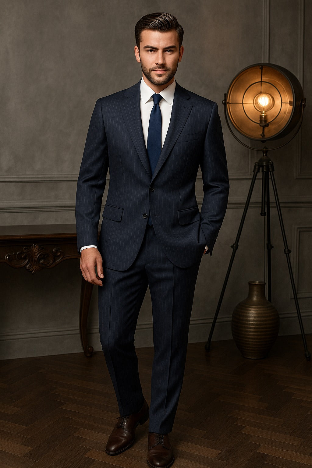 Buy Navy Pin Stripe Suit | Custom-Tailored Suits for Men - My Suit Tailor Vest Coat |$110 Buy Navy Pin Stripe Suit | Custom-Tailored Suits for Men - My Suit Tailor Vest Coat |$110