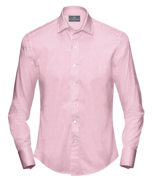 Buy Tailored Shirt for men: Pink on white check shirt| My Suit Tailor