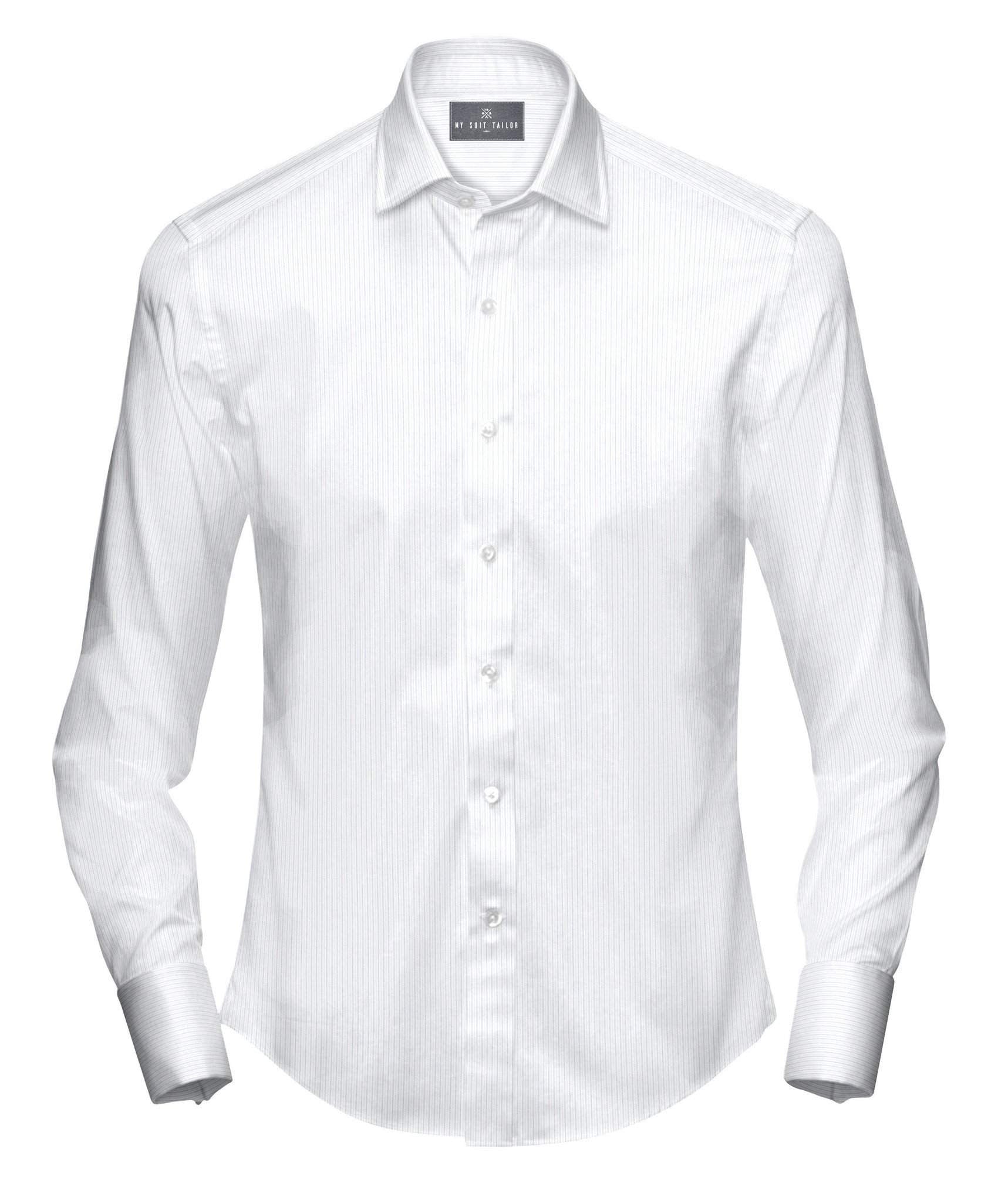 Tailored Shirts for Men: Buy White with Blue Stripe Dress Shirt | My Suit Tailor Regular / L - 16.5 Tailored Shirts for Men: Buy White with Blue Stripe Dress Shirt | My Suit Tailor Regular / L - 16.5
