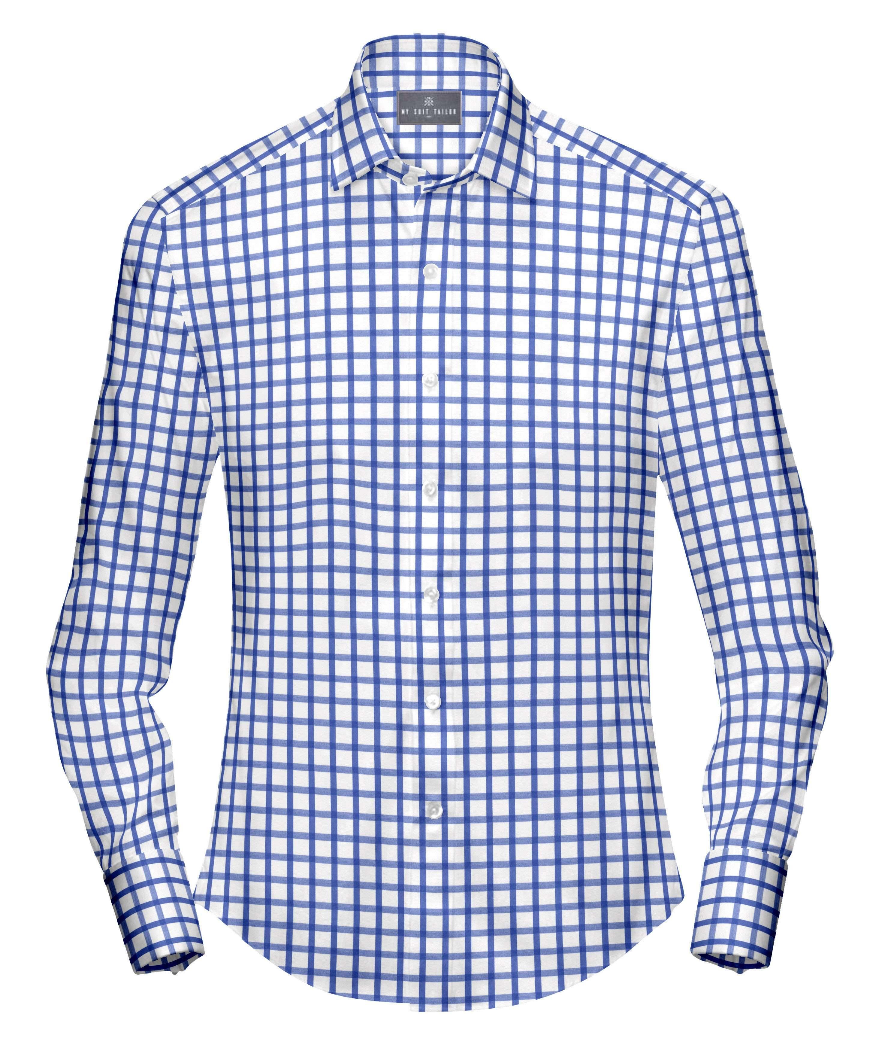 Blue Check Dress Shirt | Custom Tailored Shirts for Men: Buy Blue Check Dress Shirt Online Slim / XXL