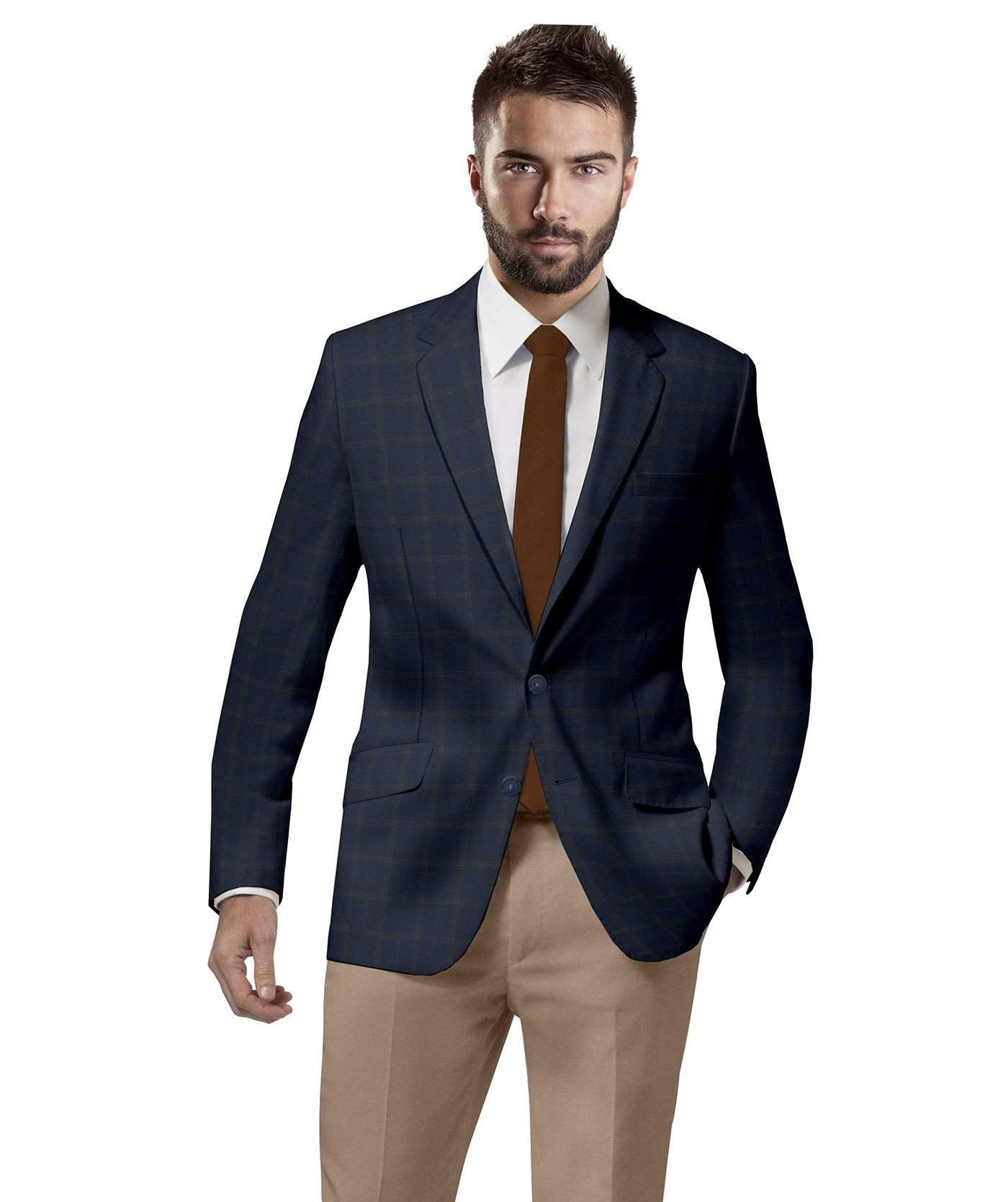 Navy Check Blazer for Men | Tailored Checked Jacket - My Suit Tailor Regular Navy Check Blazer for Men | Tailored Checked Jacket - My Suit Tailor Regular