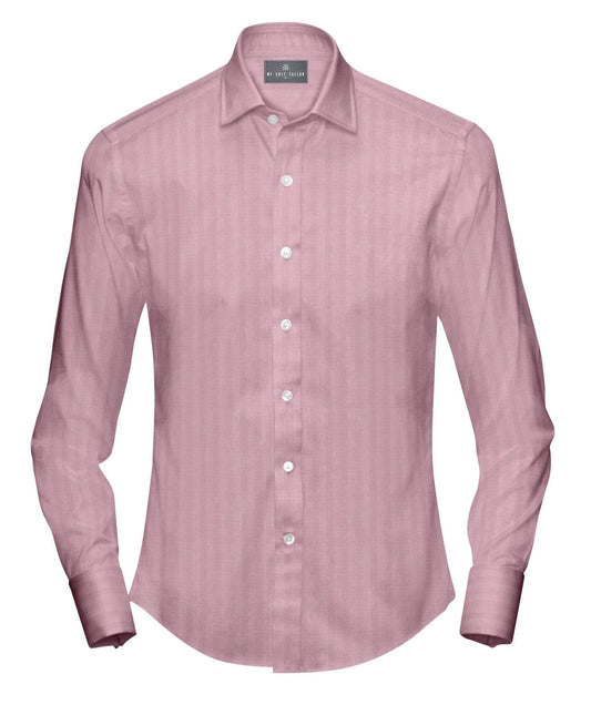 Custom Pink Herringbone Dress Shirt for Men