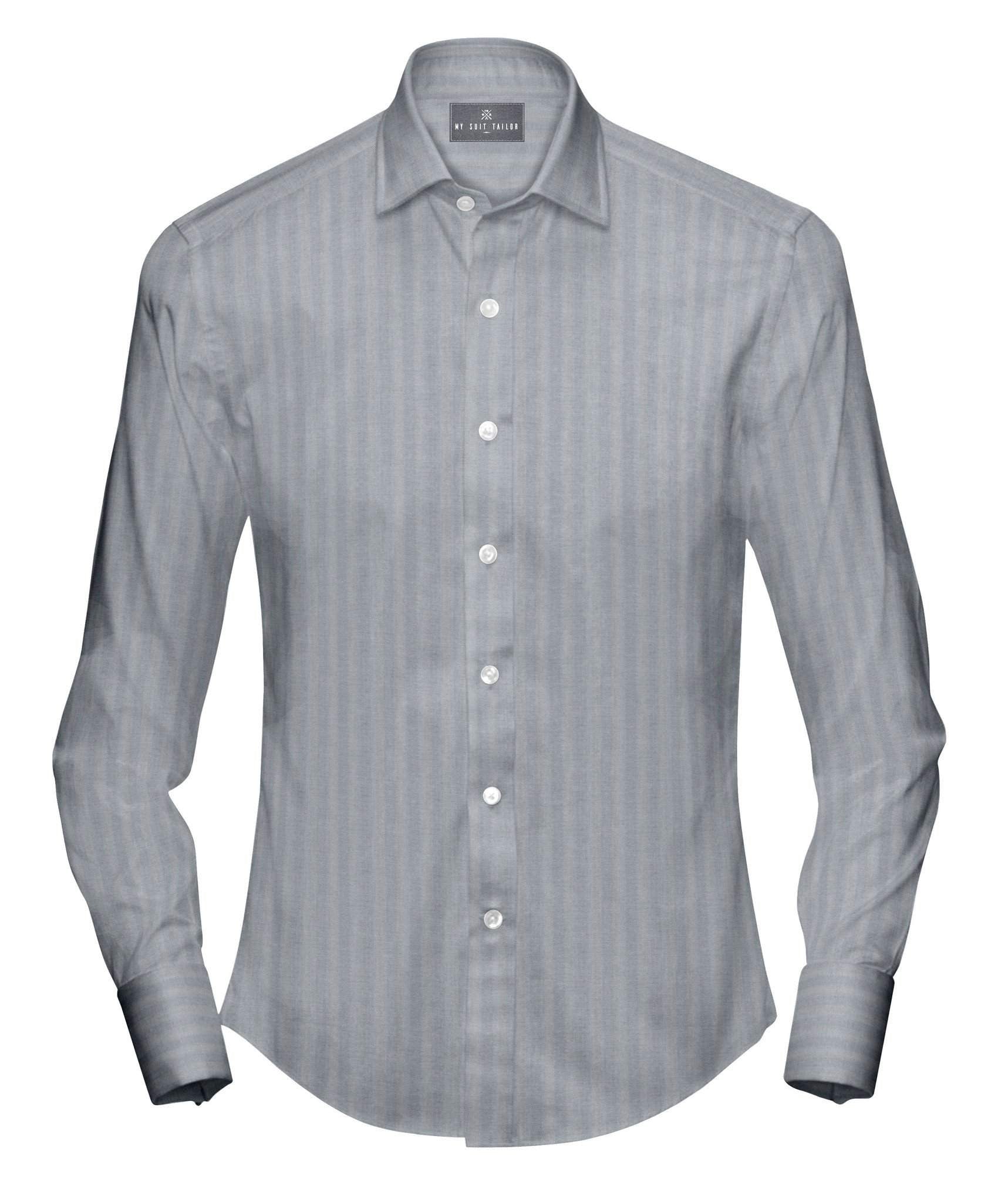 Grey Herringbone Shirt for Men | Custom Grey Dress Shirt My Suit Tailor Slim / XS - 15 Grey Herringbone Shirt for Men | Custom Grey Dress Shirt My Suit Tailor Slim / XS - 15
