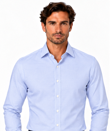 Soho Blue Wrinkle-Free Dress Shirt – Custom Tailored for Men