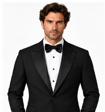 Custom Black Birds Eye - Tuxedo Suit for Men
