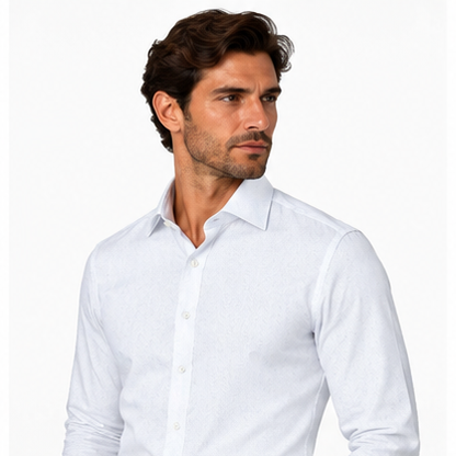 Egyptian Cotton White Herringbone Shirt