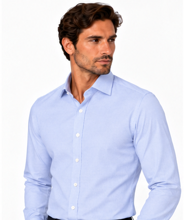 Soho Blue Wrinkle-Free Dress Shirt – Custom Tailored for Men