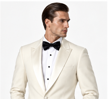 Men’s Cream Tuxedo Jacket – Custom Tailored Dinner Elegance