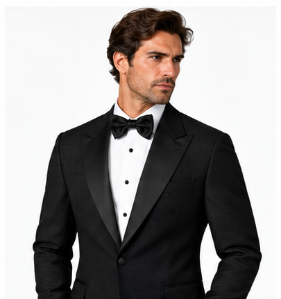 Custom Black Birds Eye - Tuxedo Suit for Men