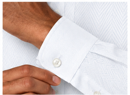 Egyptian Cotton White Herringbone Shirt