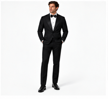 Italian Black Tuxedo Suit – Custom Tailored Super 130’s Wool