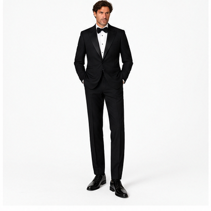 Custom Black Birds Eye - Tuxedo Suit for Men