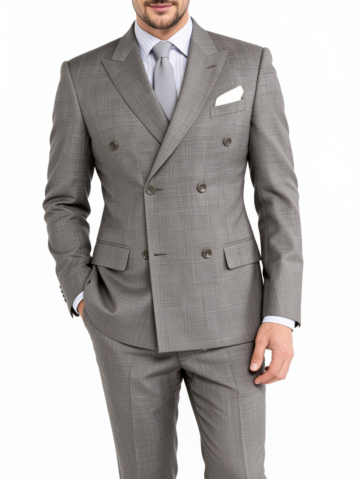 Custom Grey Italian Suit – Loro Piana Super 130s Wool