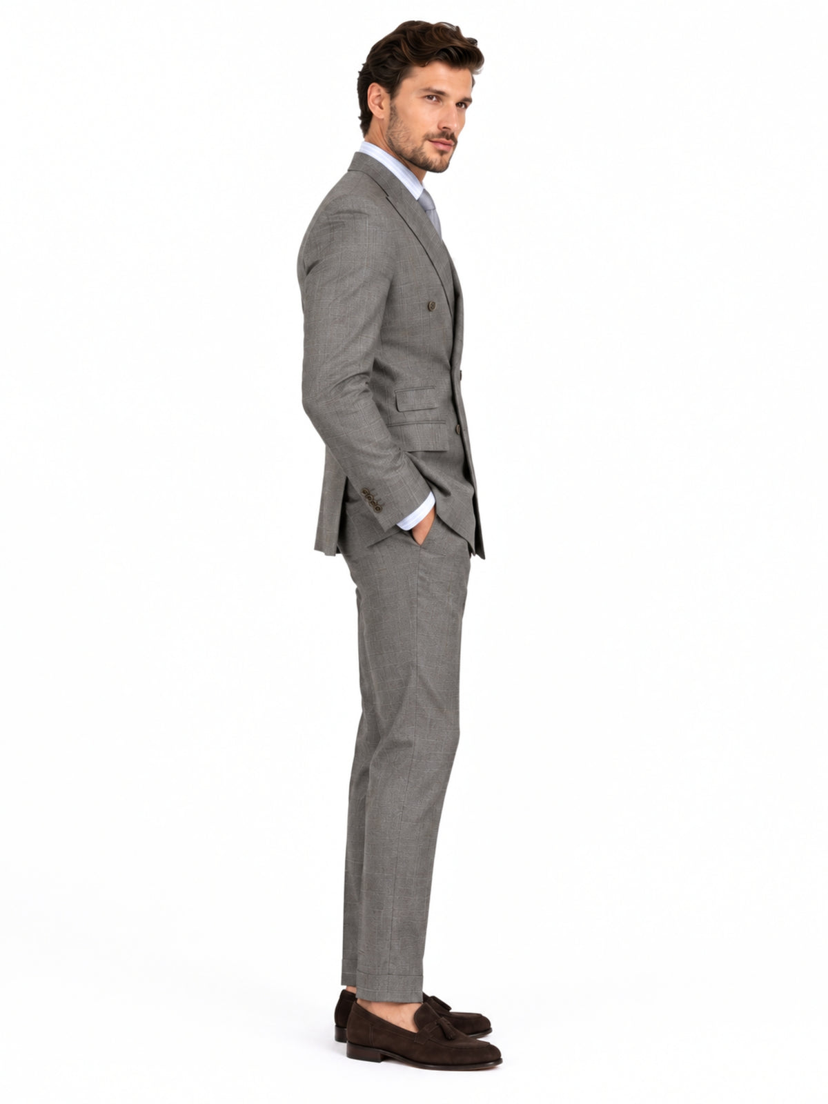 Custom Grey Italian Suit – Loro Piana Super 130s Wool