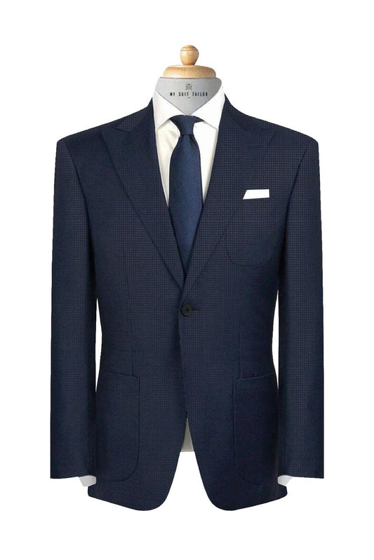 Navy Self Pattern Italian Suit- Custom Italian Suit