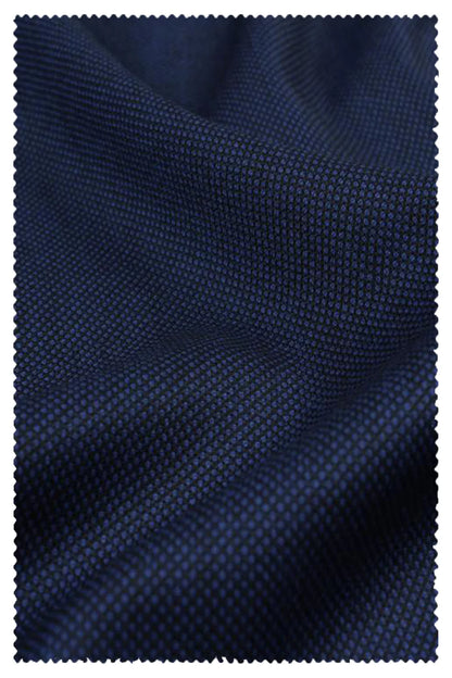 Navy Blue Wool Suit – Bird’s Eye Pattern for Men