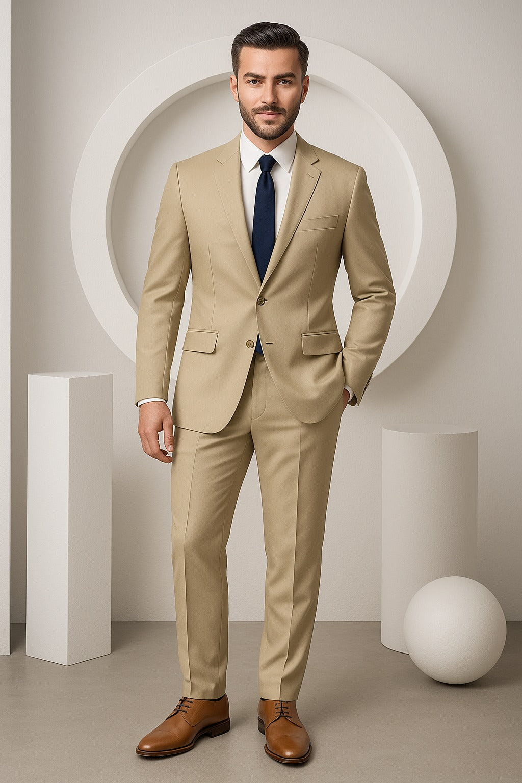 Champagne Beige Suit – Custom Tailored for Men