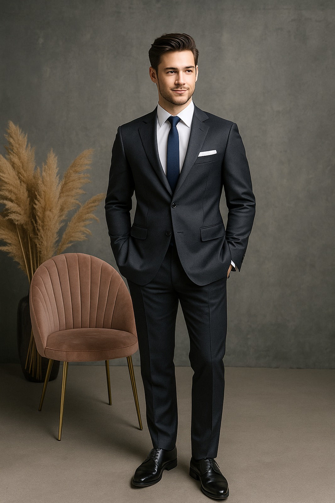 Essential Black Wool Suit – Custom Tailored Classic for Business and Weddings