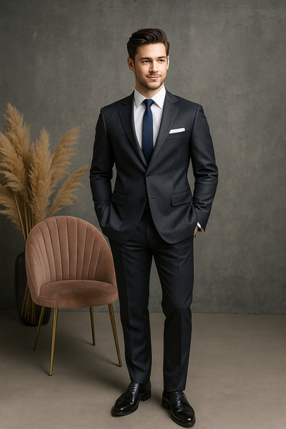 Essential Black Wool Suit – Custom Tailored Classic for Business and Weddings