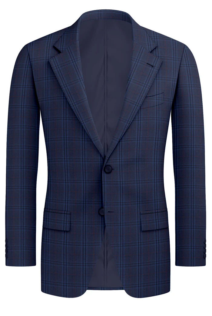 Midnight-Blue & Red Checks Sports Jacket