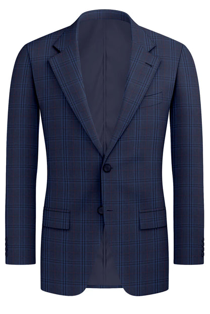 Midnight-Blue & Red Checks Sports Jacket