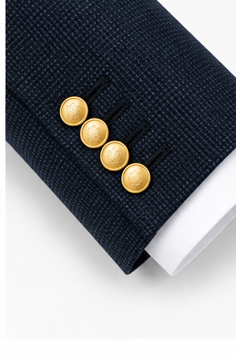 Navy Blue Basket Weave Blazer – Super 120s Wool for Men