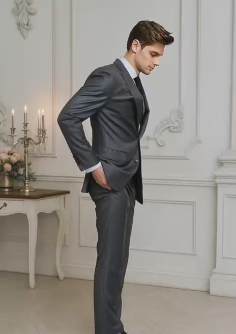Buy Medium Grey Italian Suit - Luxury Vitale Barberis Fabric – My