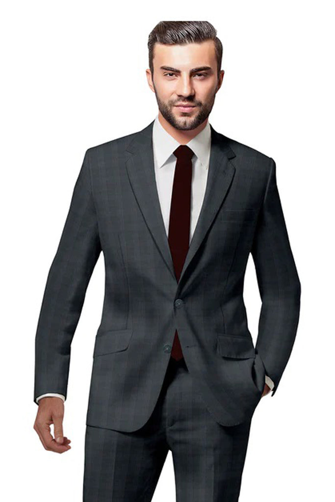 Dark Grey Plaid Suit