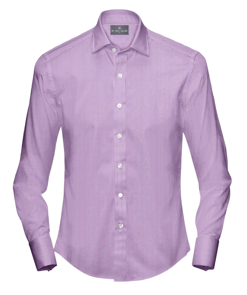 Tailored Shirts for Men: Buy Lavender Mini Gingham Dress Shirt | My Suit Tailor Slim / L