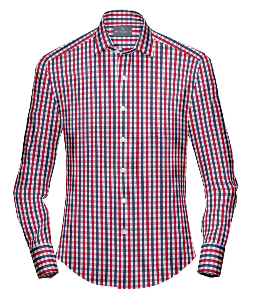 Red blue check sales shirt