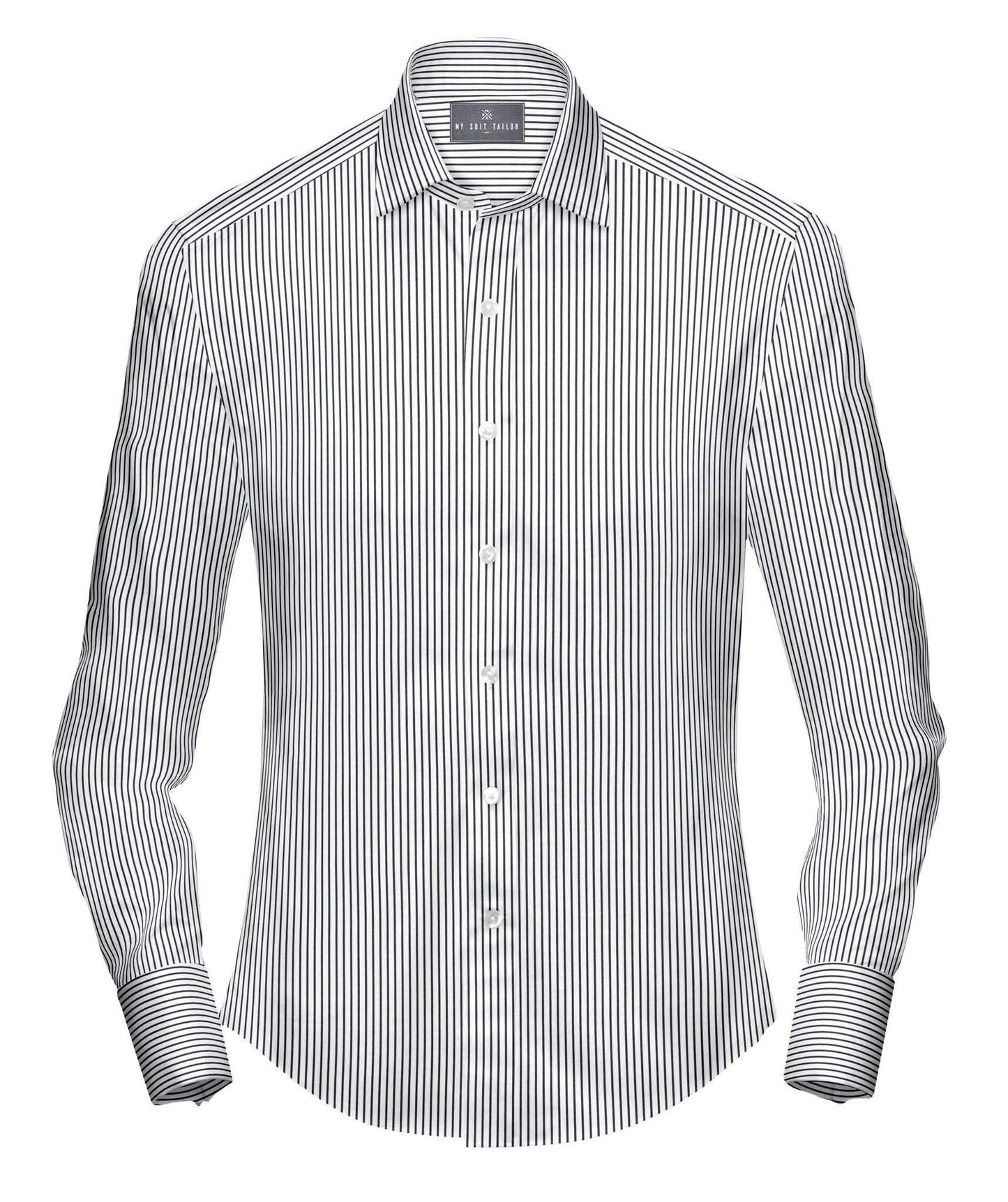 men's black and white dress shirt Men's White Black Pinstripe Dress Shirt Tie Set DN84M