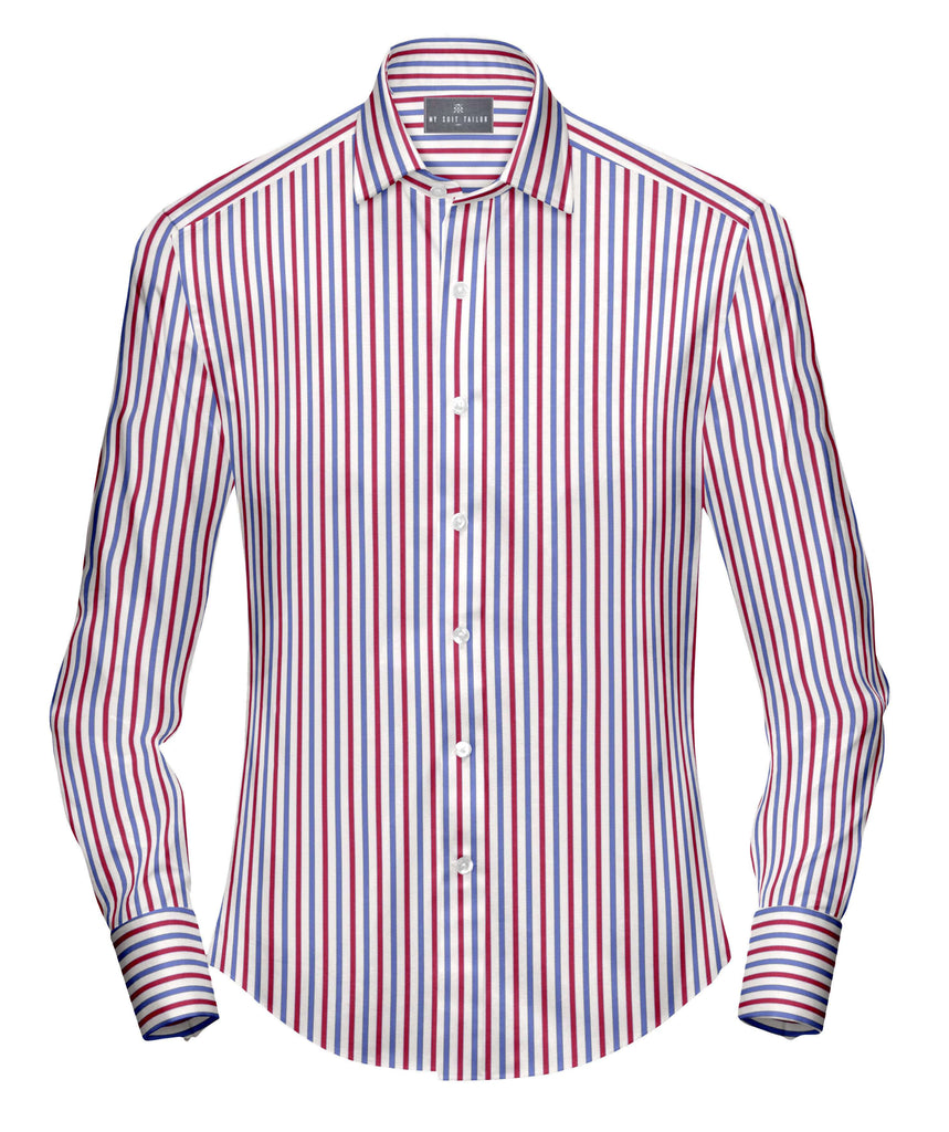 Red and Blue Stripe Shirt Slim / XS - 15