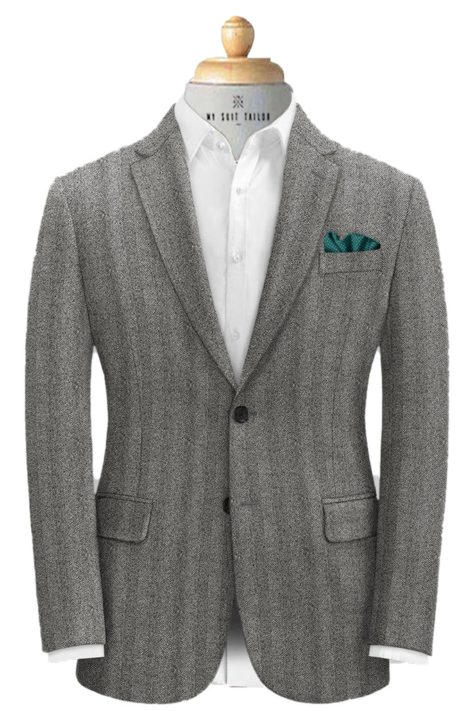Grey Herringbone Tweed Suit