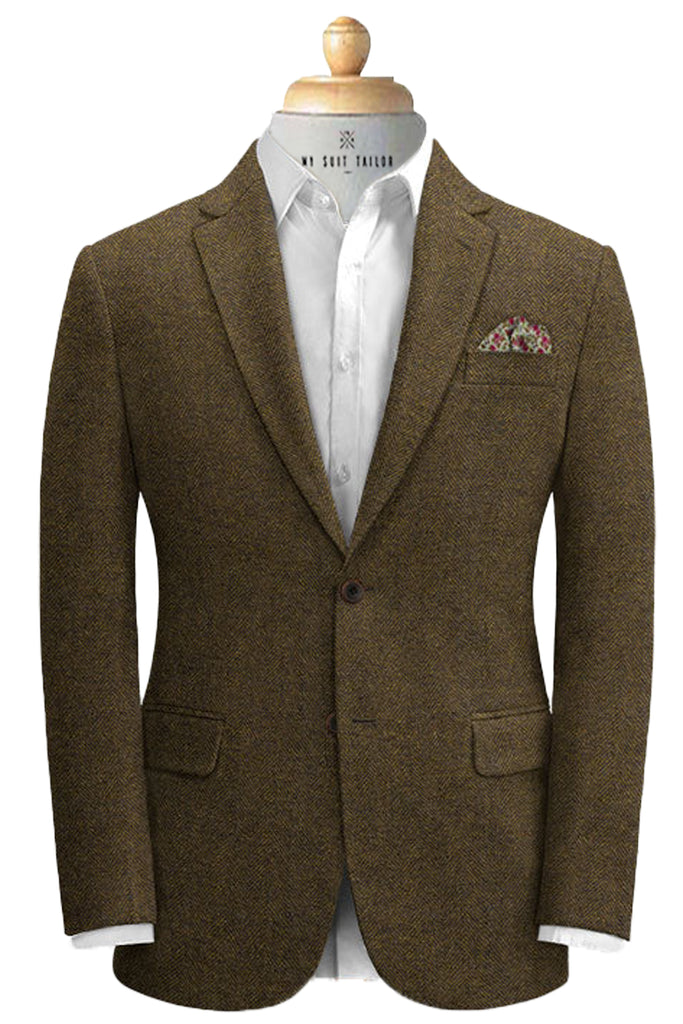 Brown Herringbone Tweed Suit