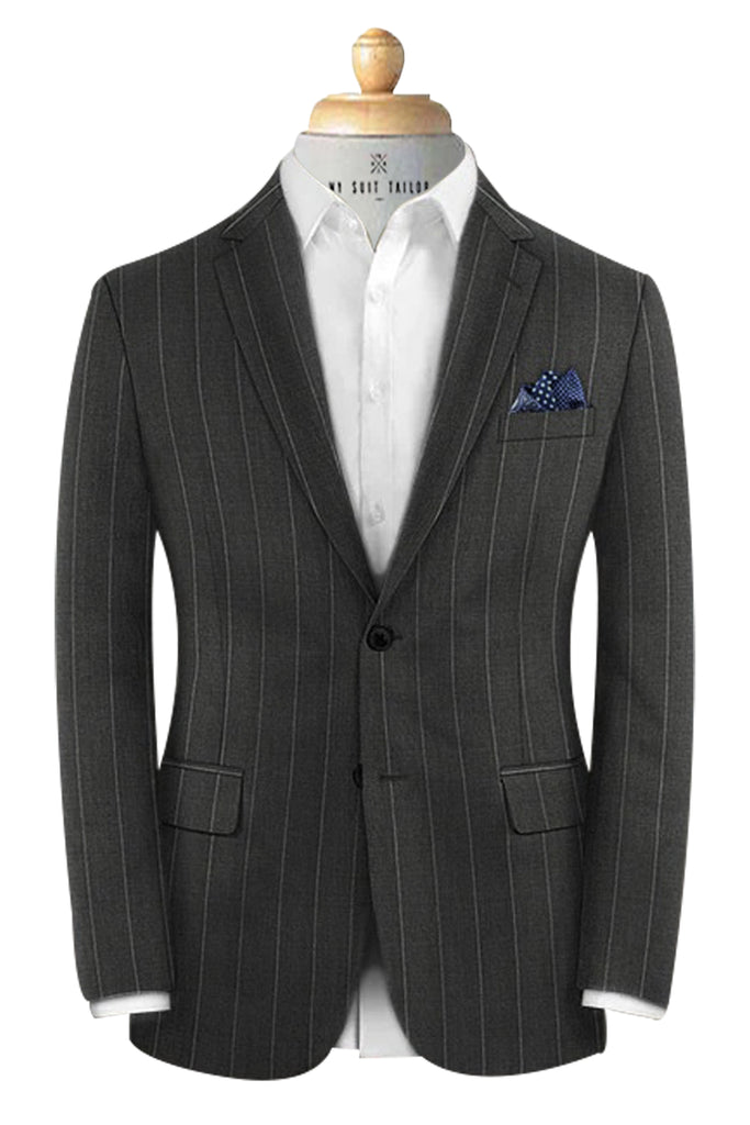Charcoal Bold Stripe - Italian Suit