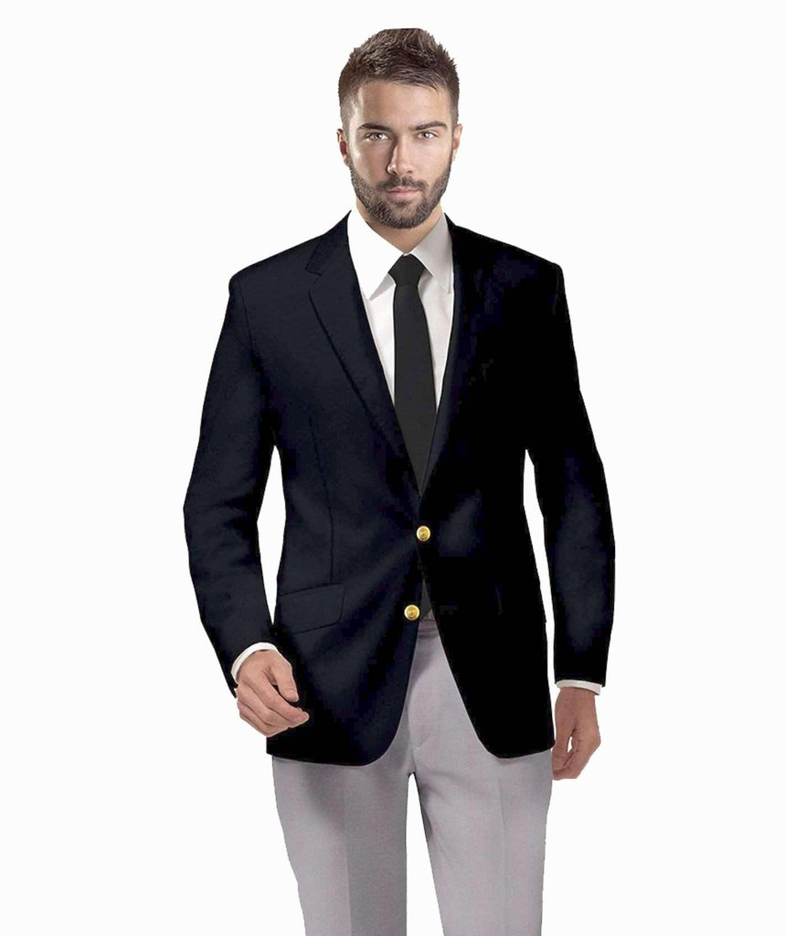 Mens black blazer best sale with gold buttons