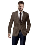 Blazers & Jackets for men: Buy Brown Windowpane Sports Jacket Online- My Suit Tailor