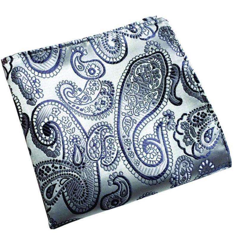 Silver Paisley Handkerchief